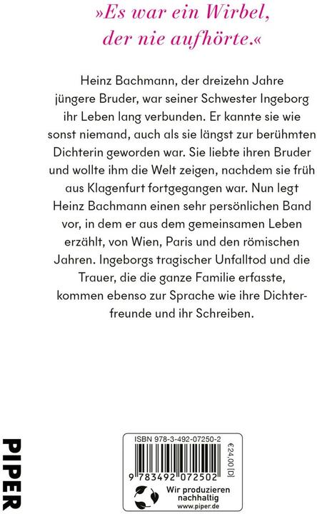 Produktbild Ingeborg Bachmann, meine Schwester (Deutsch, Heinz Bachmann, 2023)