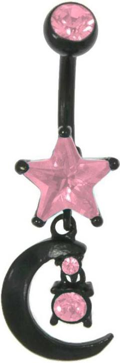 Bijouteria Bauchpiercing (Kristall, PVD Beschichtung (schwarz), Chirurgenstahl 316L)