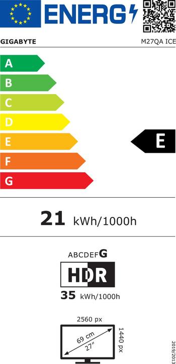 Energy Label Gigabyte M27QA ICE (2560 x 1440 pixels, 27")