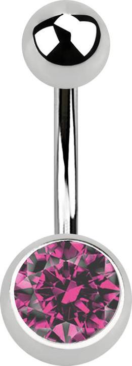 Immagine prodotto Star Piercing Banana argento con sfera e cristallo rosa (Acciaio chirurgico 316L, senza ottone)