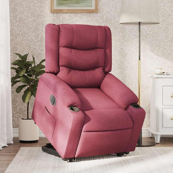 Produktbild VidaXL Elektrischer Massagesessel mit Aufstehhilfe Weinrot Stoff