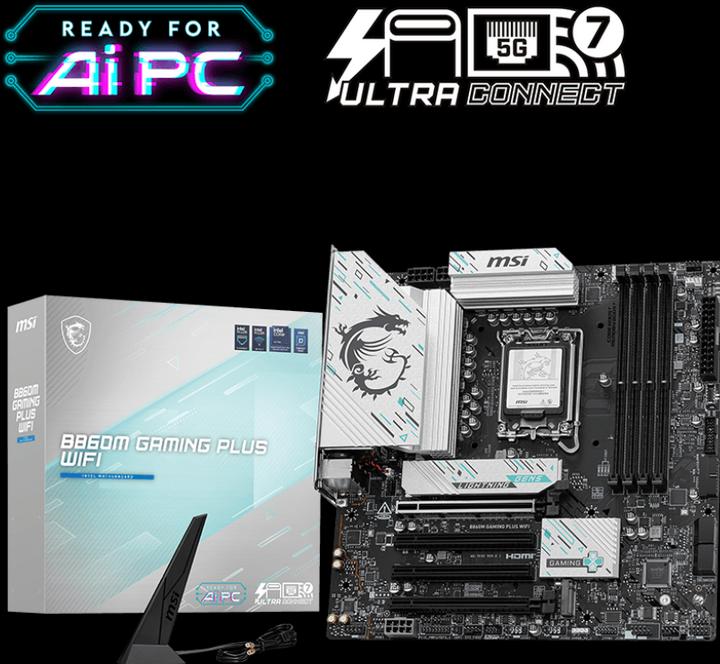 Actual product image MSI B860M GAMING PLUS WIFI LGA1851 MB (Socket S1, Intel B860, mATX)