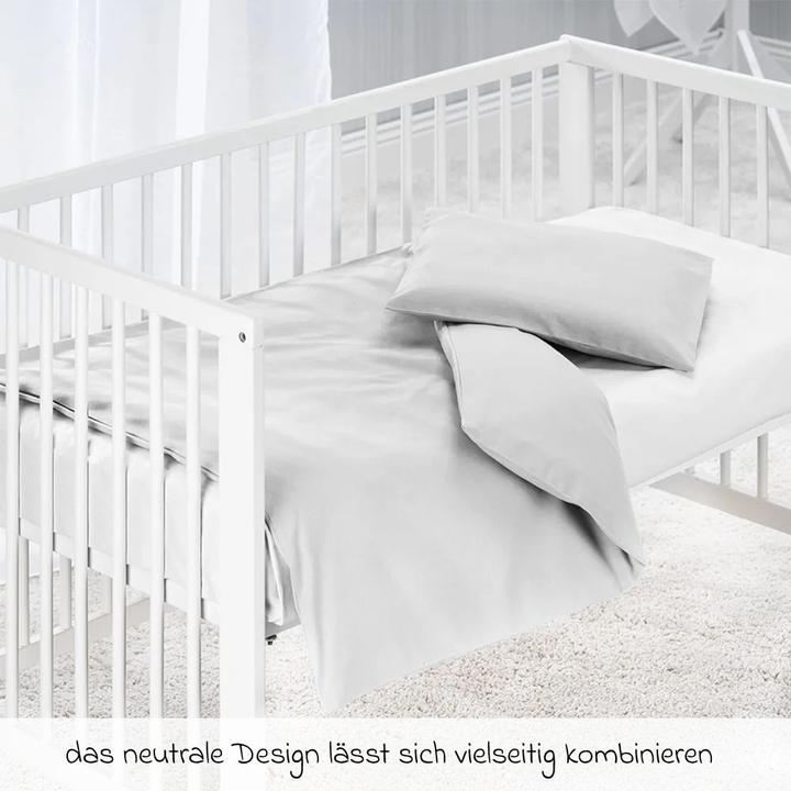 Produktbild Makian Babybettwäsche & Bettsets Bettwäsche 80 x 80 cm - Uni - Grau (80 x 80 cm, 35 x 40 cm)
