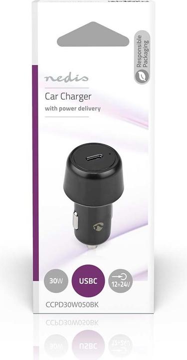 Actual product image Nedis Car Charger 30 W 2.0 / 3.0 A - Number of Outputs: 1, Port Type: USB-C™, Auto Span