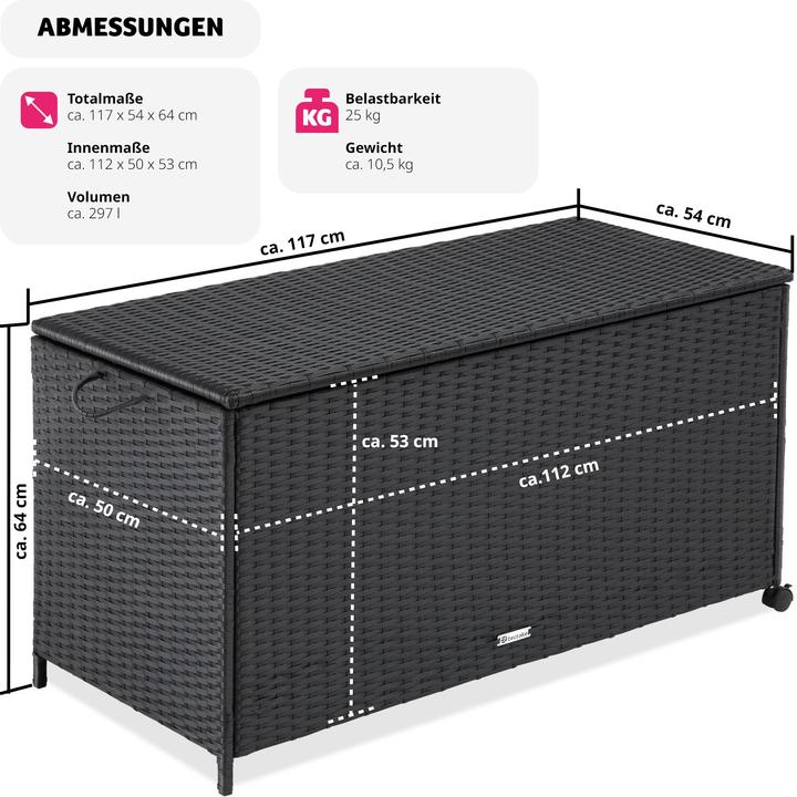 Immagine prodotto tectake Box contenitore con telaio in alluminio e rotelle 297 L, 117 x 54 x 64 cm