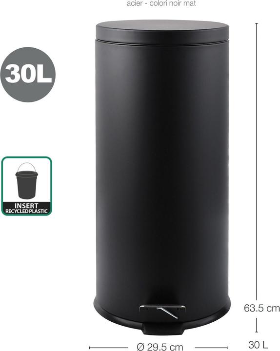 Actual product image Steinbach Pedal bin metal black 30 l (30 l)