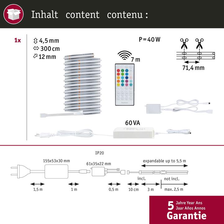 Image du produit Paulmann MaxLED 1000 Full-Line COB Stripe Set (RGBW, 300 cm, Intérieur)