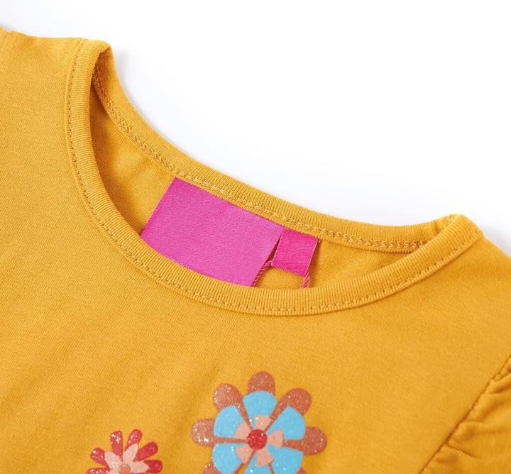 Image du produit VidaXL T-shirt manches longues enfant ocre foncé 116,Matériau : 95 (116)