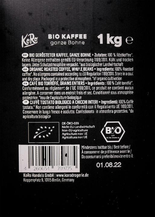Image du produit KoRo Café torréfié bio en grains (1000 g)