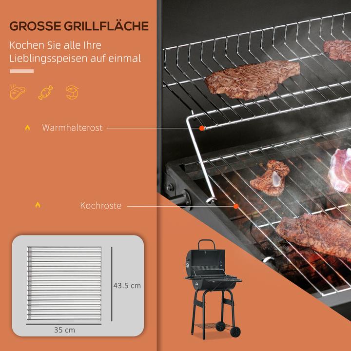 Immagine prodotto Outsunny Griglia per barbecue con coperchio e ripiani (35 cm)