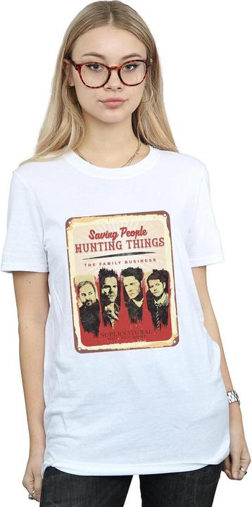 Actual product image Supernatural Womens/Ladies Family Business Sign Cotton Boyfriend T-Shirt (M)
