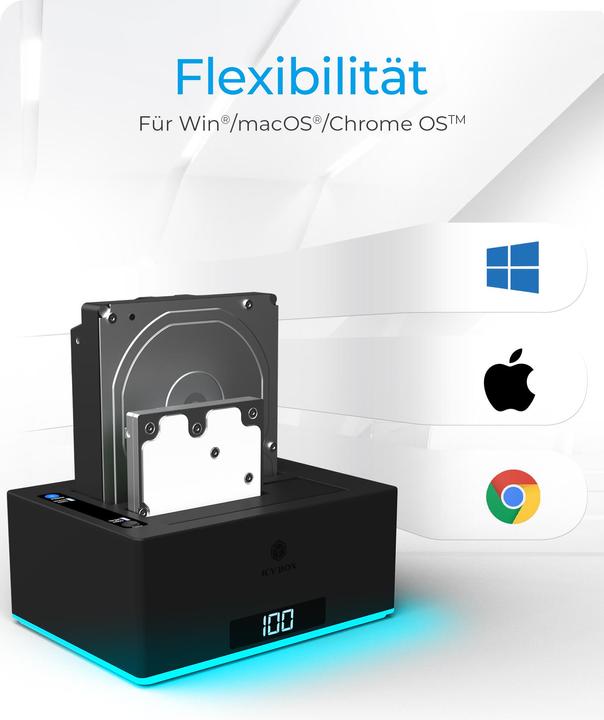 Produktbild Icy Box Docking- & Klonstation (USB-B, 1 Ports)