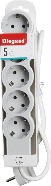 Actual product image Legrand Flat socket strip 5x socket, 5 metre cable white-grey 694571 (5 x, CEE, CEE 7/3, 5 m)