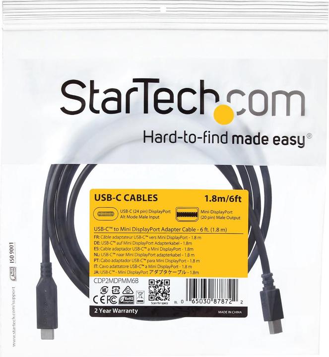 Image du produit StarTech USB Typ C — Mini DisplayPort (1.80 m, DisplayPort)