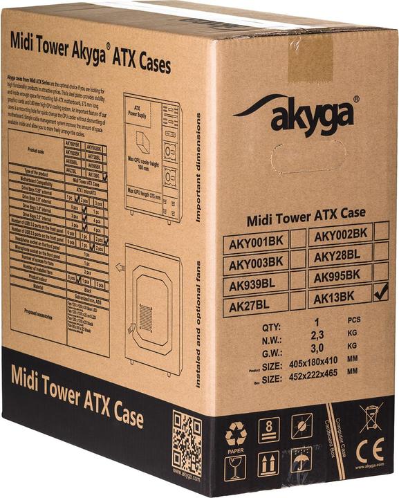 Produktbild Akyga AK13BK - Micro Tower - PC - Acrylnitril-Butadien-Styrol (ABS) - Galvanisiertes S (ATX, mATX, Mini-ITX, Flex-ATX)