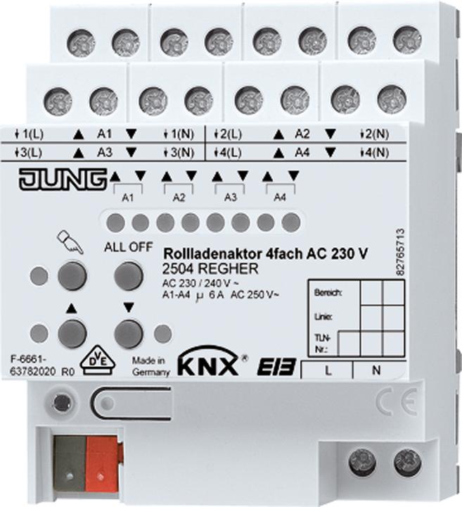 JUNG Sortie store KNX REG 4f 6A Commande manuelle 2504REGHER (Actionneur de chauffage)