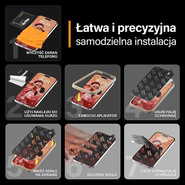 Actual product image PanzerGlass Privacy Screen Protector Ultra-Wide Fit w. EasyAlig. (1 Piece, Apple iPhone 15)
