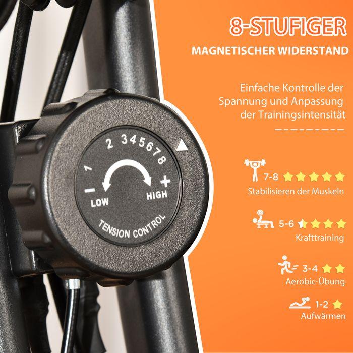 Image du produit Swisshandel24 Vélo d'appartement 2 en 1 Écran LCD, pliable, résistance magnétique réglable sur 8 niveaux, 1 paire