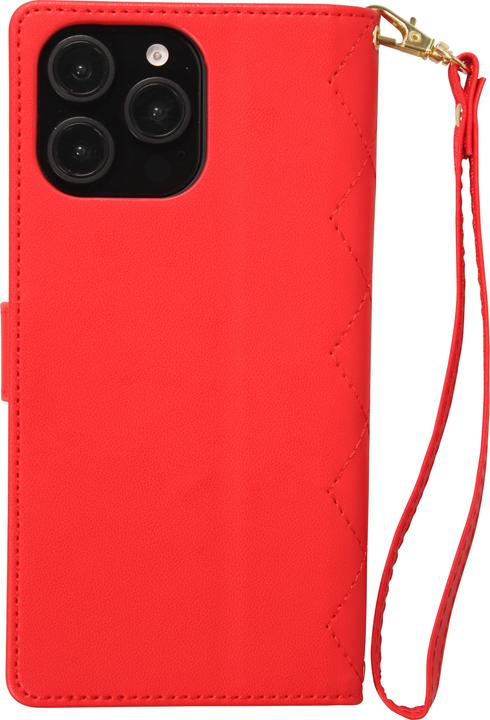 Image du produit PhoneLook Fourre Flip matelassé élégant avec fermeture magnétique et lanière et emplacements pour cartes Rouge (Apple iPhone 16 Pro Max)