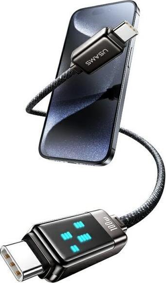 Actual product image Usams USB-C to USB-C Cable 100W 1.2m Zinc Alloy Fast Charging Data Cable Meteor Series SJ744USB0 (1.20 m)