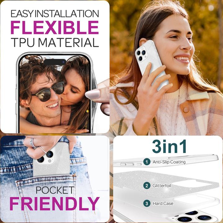 Produktbild Nalia Glitzer Hybrid Hülle (Apple iPhone 16 Pro)