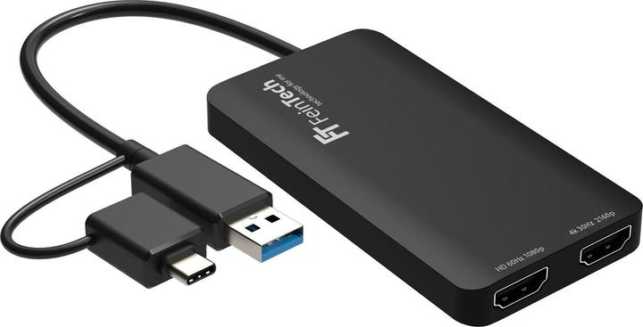 Actual product image FeinTech CX200 USB HDMI Adapter 2 Displays (USB-C, USB-A)