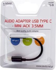 Immagine prodotto Savio Adattatore audio - USB Tipo 3.1 C (M) - Jack 3 5mm (F) - Nero AK-35B (0.12 m, USB)