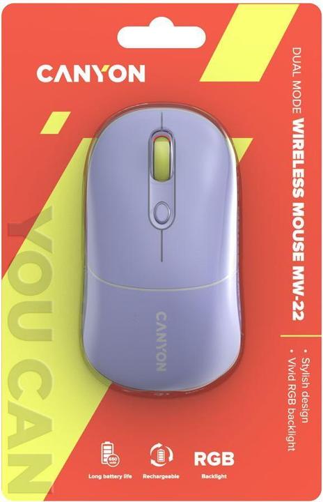 Actual product image Canyon MW-22, 2in1 wireless optical mouse Bluetooth / Wireless USB, 800/1200/1600 DPI, 4 print (Wireless)
