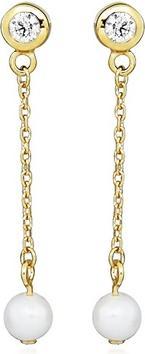 Image du produit Silver Cat Boucles d'oreilles pendantes en plaqué or avec perles et zircon cubique Sc561
