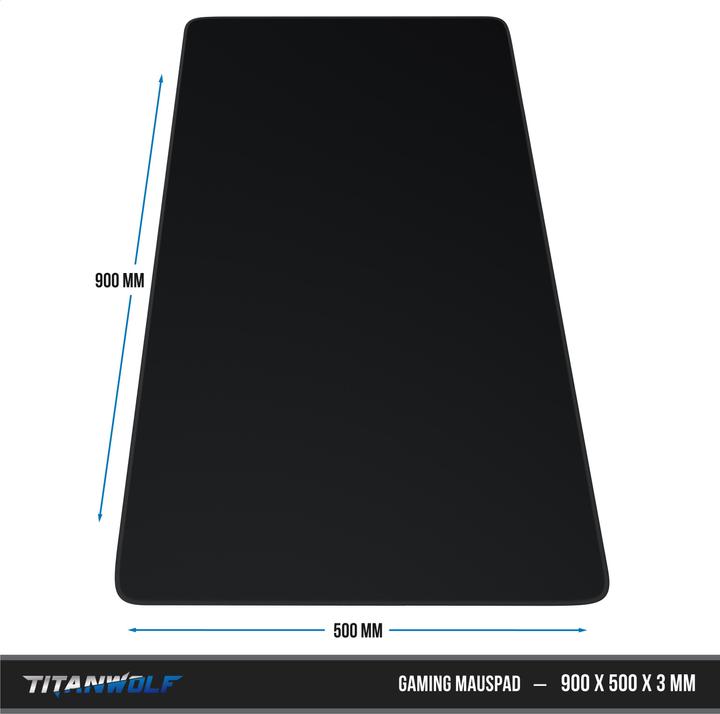 Actual product image Titanwolf Gaming mouse pad, 900 x 500mm XXL speed gaming mouse mat, mouse pad extra-large surface, black (XXL)