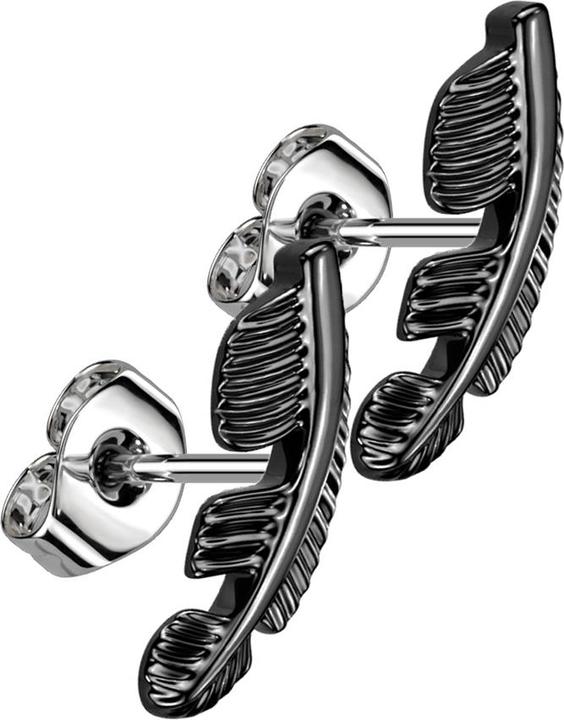 Produktbild Star Piercing Ohrstecker Feder schwarz (ohne Messing, Chirurgenstahl 316L)
