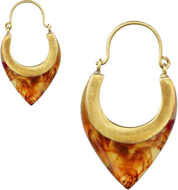 Actual product image Chaotic Trading Ohrring vergoldet Tropfen Epoxy Rauch braun (Brass, Organic)