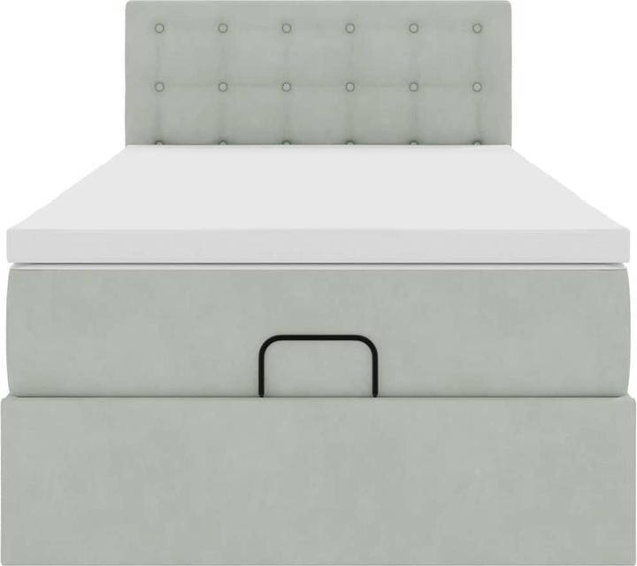 Actual product image VidaXL Ottoman bed with mattress light grey 90x200 cm velvet (90 x 200 cm)