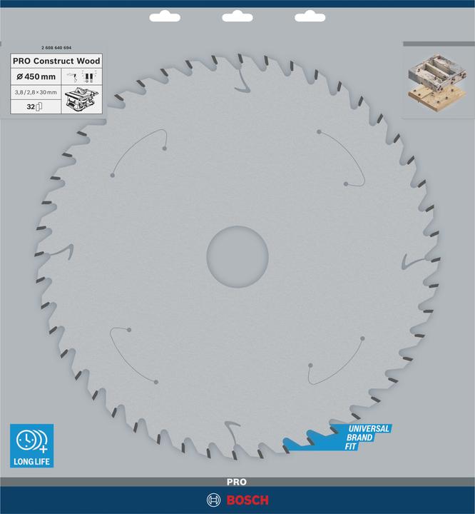 Produktbild Bosch Professional Zubehör PRO Construct Wood Kreissägeblatt, 450 x 3,8 x 30 mm