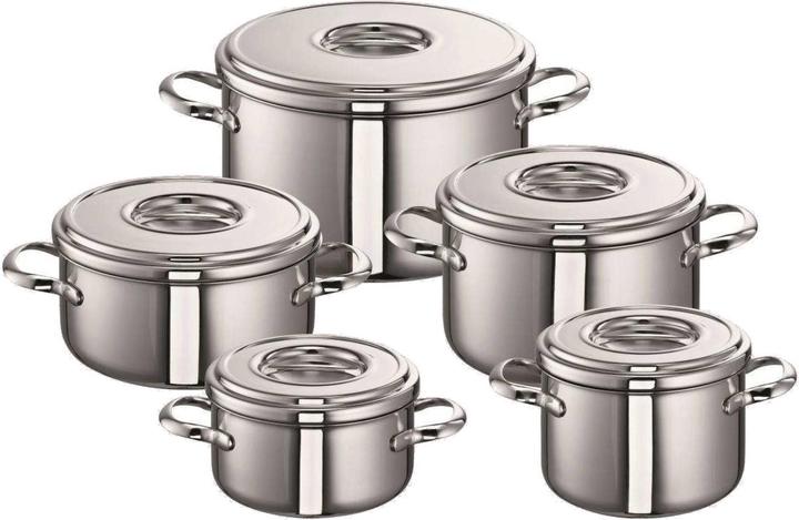 Schulte-Ufer SUS stainless steel pot set Romana 5-piece (24 cm, Pot, Casserole + Stewpot, Stainless steel)