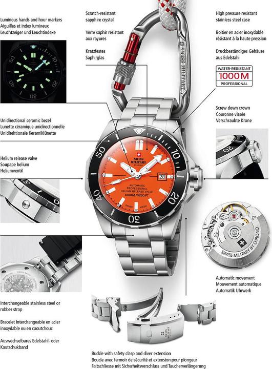 Actual product image Swiss Military SMA34092.03 Automatic Diver 45mm 100ATM (45 mm)