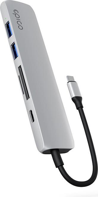 Produktbild Epico 6in1 Aluminium Hub 8K with USB-C connector - silver (6 Ports)