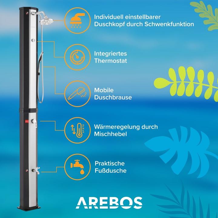 Actual product image Arebos Solar shower with hand shower