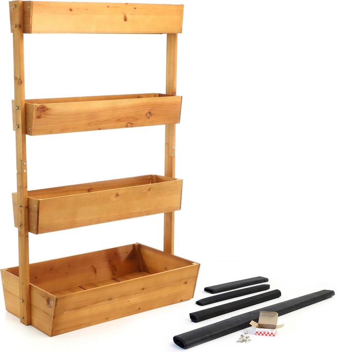 Actual product image Toboli Raised Bed with 4 Levels Wooden Flower Shelf Planter Planting Rack Box for Balcony and Garden