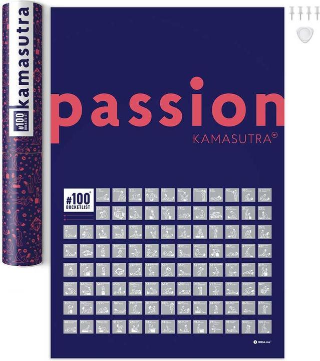 Produktbild 1dea.me Kamasutra 100 Bucketlist - Rubbelposter / Scratch Map (60 x 40 cm)