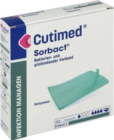 Produktbild BSN Cutimed Sorbact Kompresse 4x6cm bakterienbindend steril 5 Stk