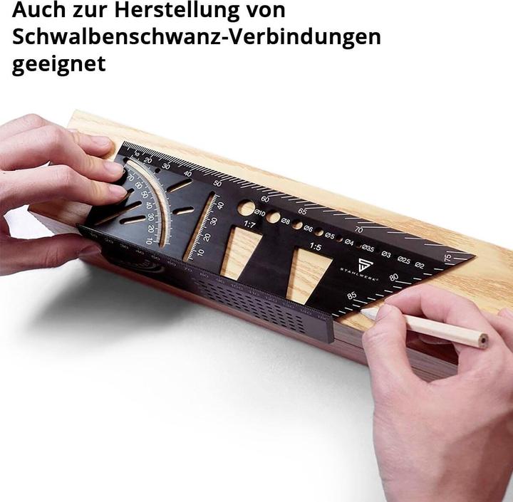 Actual product image Stahlwerk Set of 2 mitre angle ruler with stop and drilling jig 3D angle mitre gauge