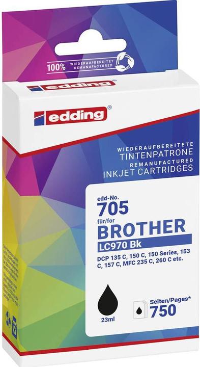 Actual product image Edding Printer cartridge replaces Brother LC970BK Compatible Black EDD-705 18-70