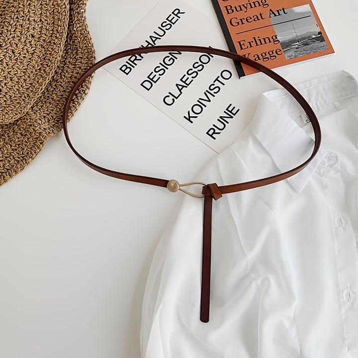 Immagine prodotto Only-Bags.Store Trendiger verknoteter dünner Gürtel Klassischer solider Ledergürtel Freizeitkleid und Mantel