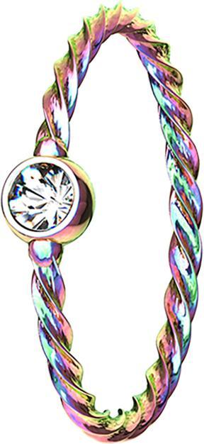 Image du produit Star Piercing Micro piercing anneau tressé coloré avec cristal argenté (sans laiton, Acier chirurgical 316L)