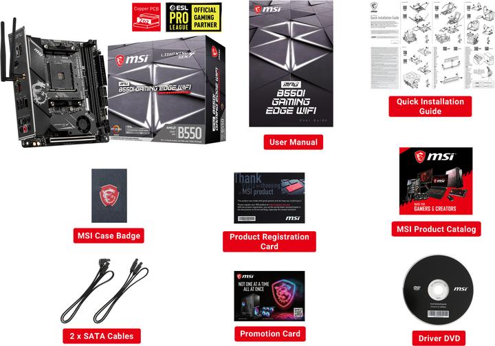 Produktbild MSI Mpg B550i Gaming Edge Wifi (AM4, AMD B550, Mini-ITX)