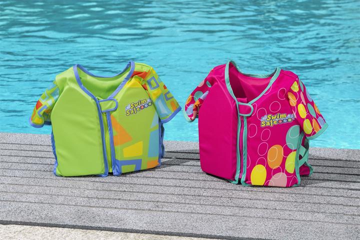 Actual product image Bestway Swim Safe ABC Svømme Traeningsvest UPF 50+ w/aermer, Skum 11-30 kg Grøn (One size, 11 - 30 kg)