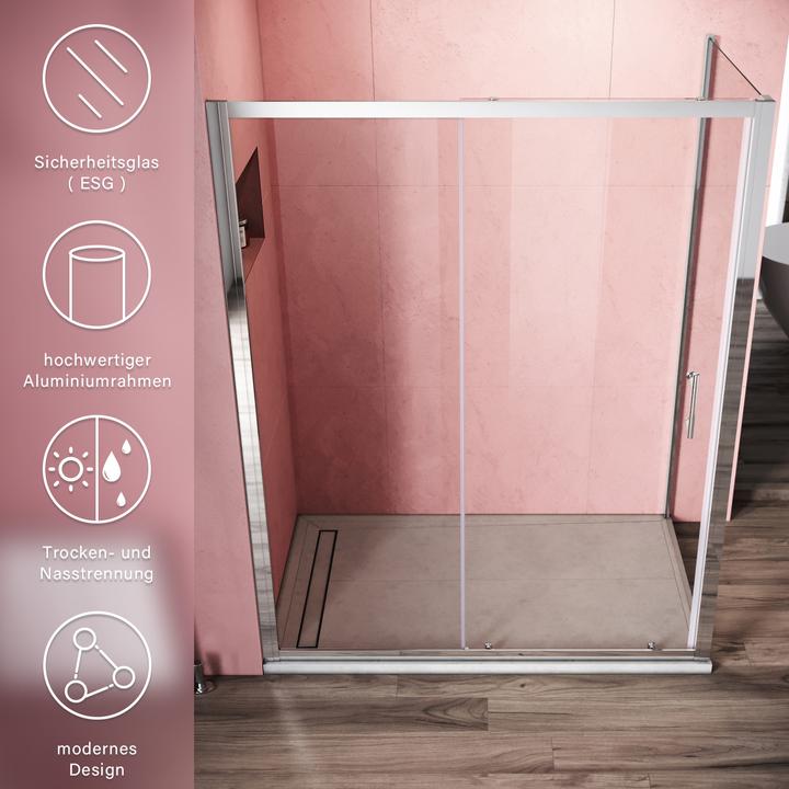 Image du produit SONNI 140x80cm cabine de douche porte coulissante cabine de douche cabine de douche (140 cm, 170 cm, 185 cm)