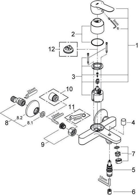 Produktbild Grohe Einhand-Wannenbatterie BAUEDGE