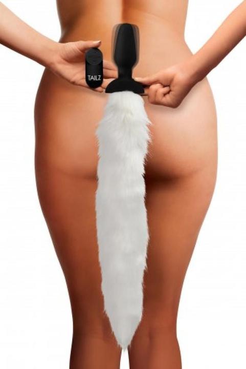 Tailz Vibrating Anal Plug with Fox Tail White